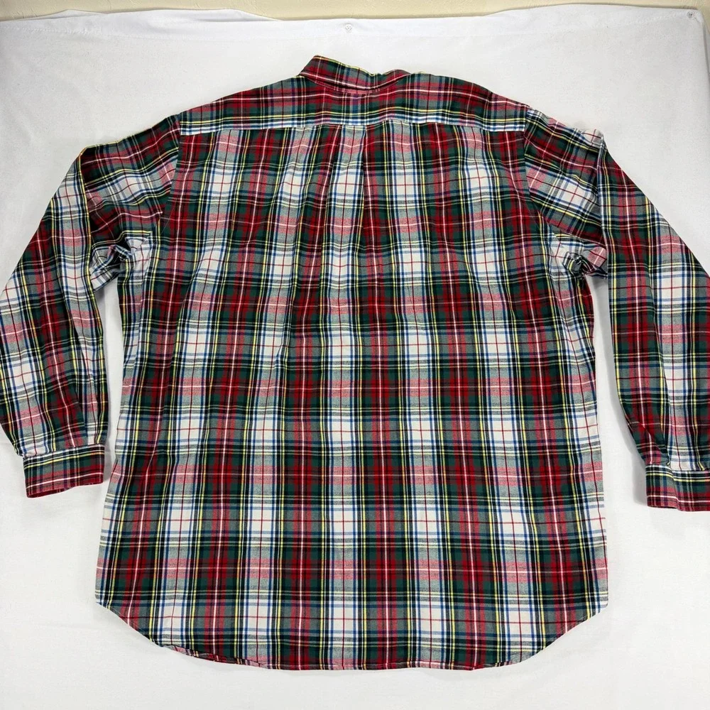 Polo Ralph Lauren Plaid Button Up Shirt‎ Mens 2XLT Red Green Cotton